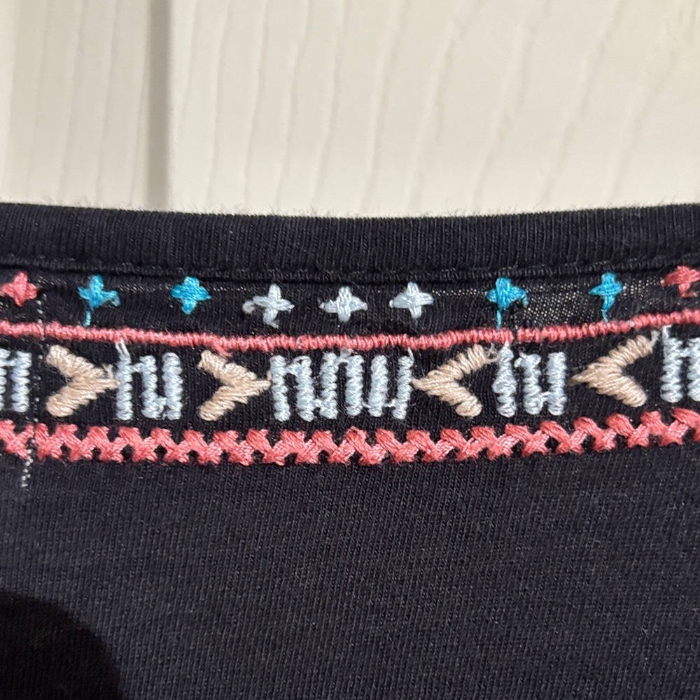 Black Top with Blue and Red Embroidery - Picture 11 of 11